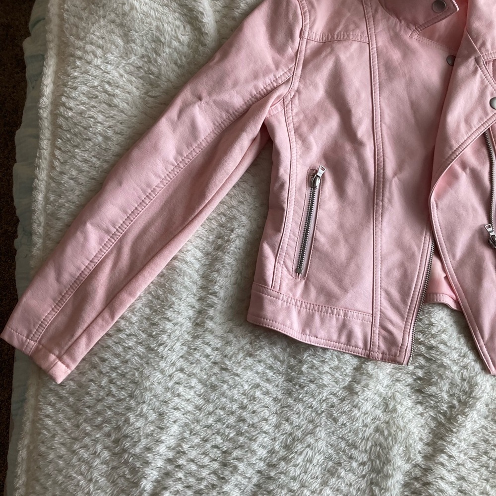 Baby pink leather jacket
